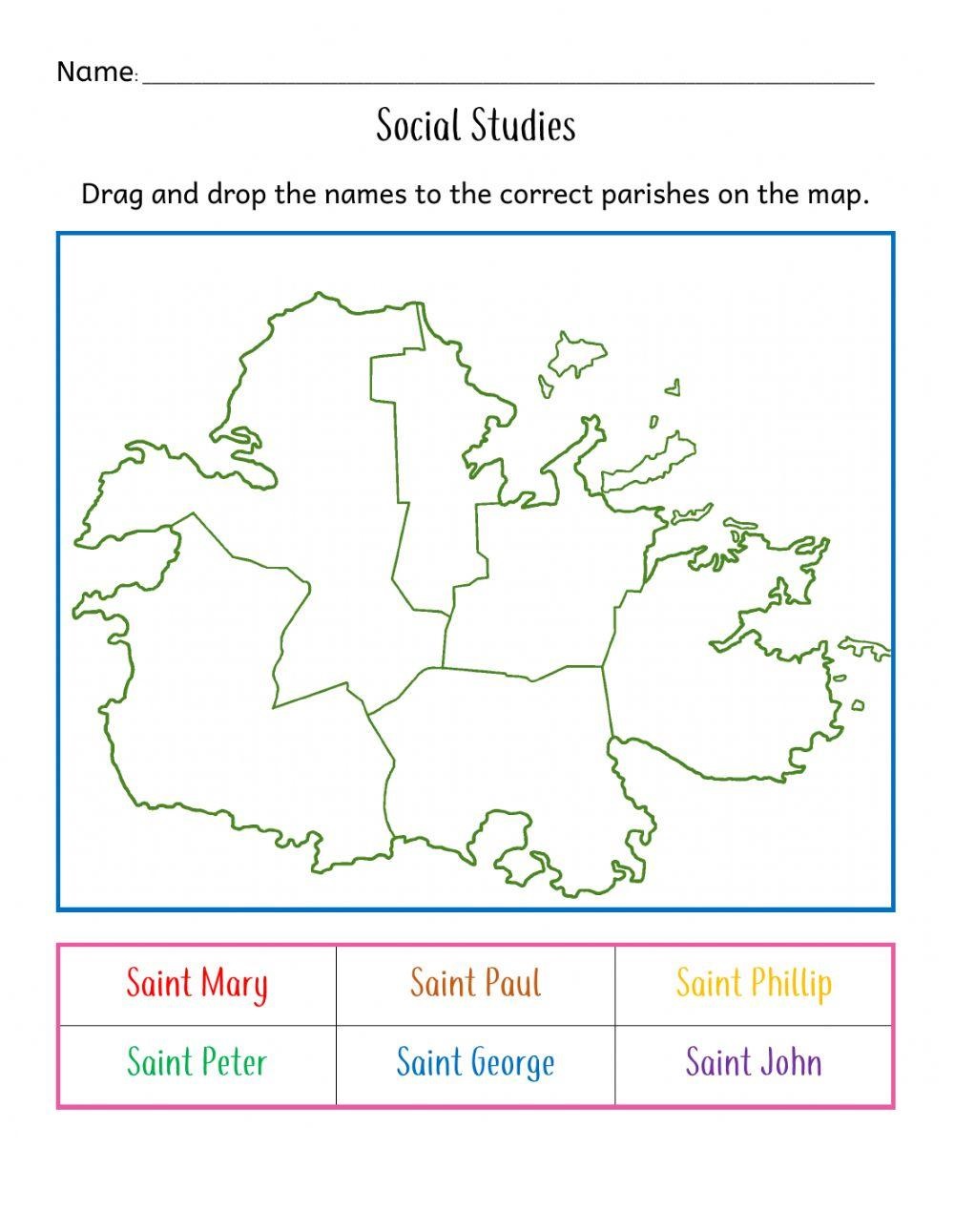 Map of Antigua and Barbuda Practice Worksheet