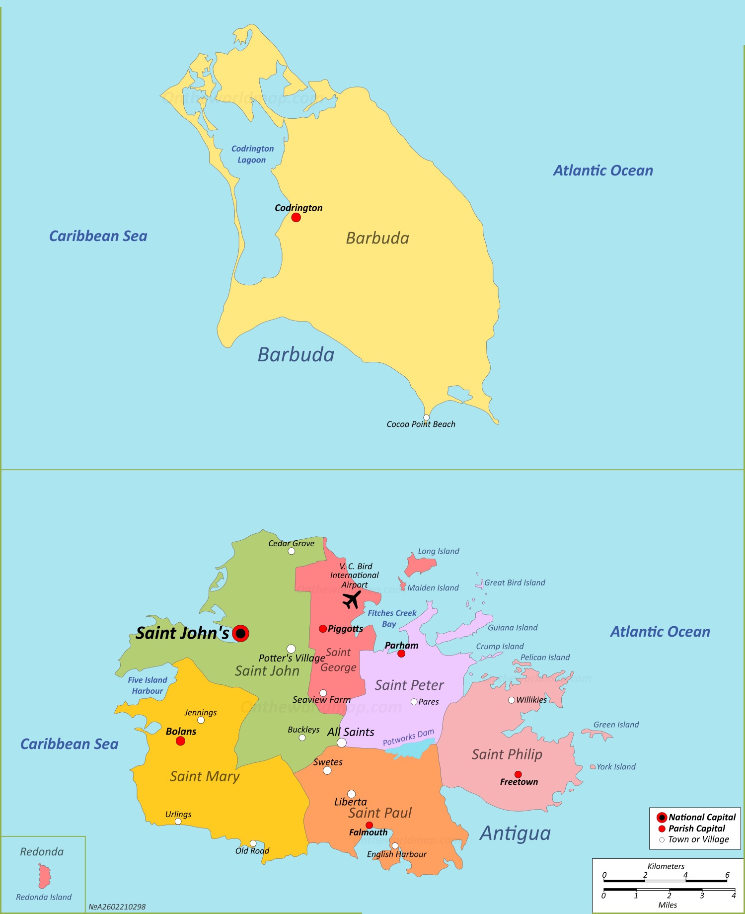 Printable Map of Antigua and Barbuda