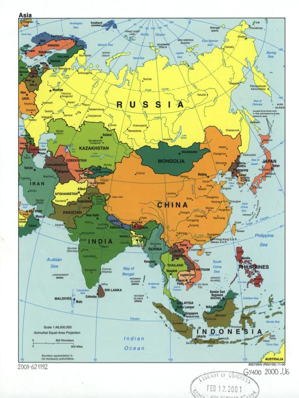 Labeled Map of Asia