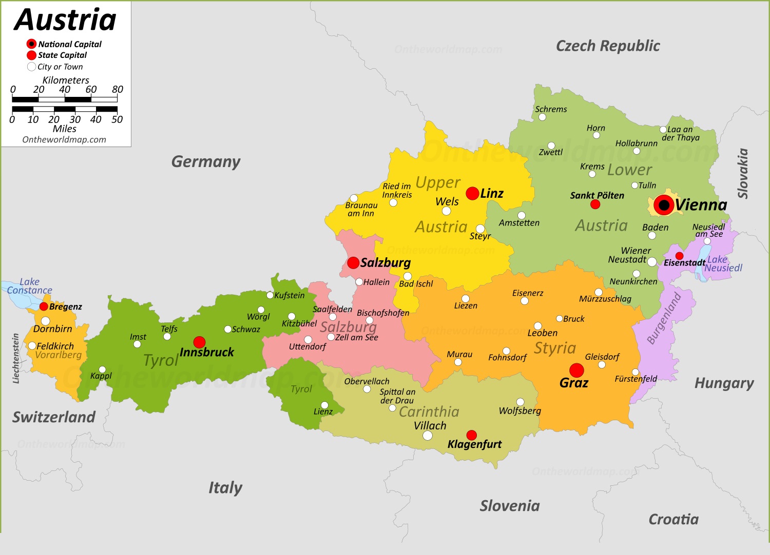 Labeled Map of Austrian Empire with Cities