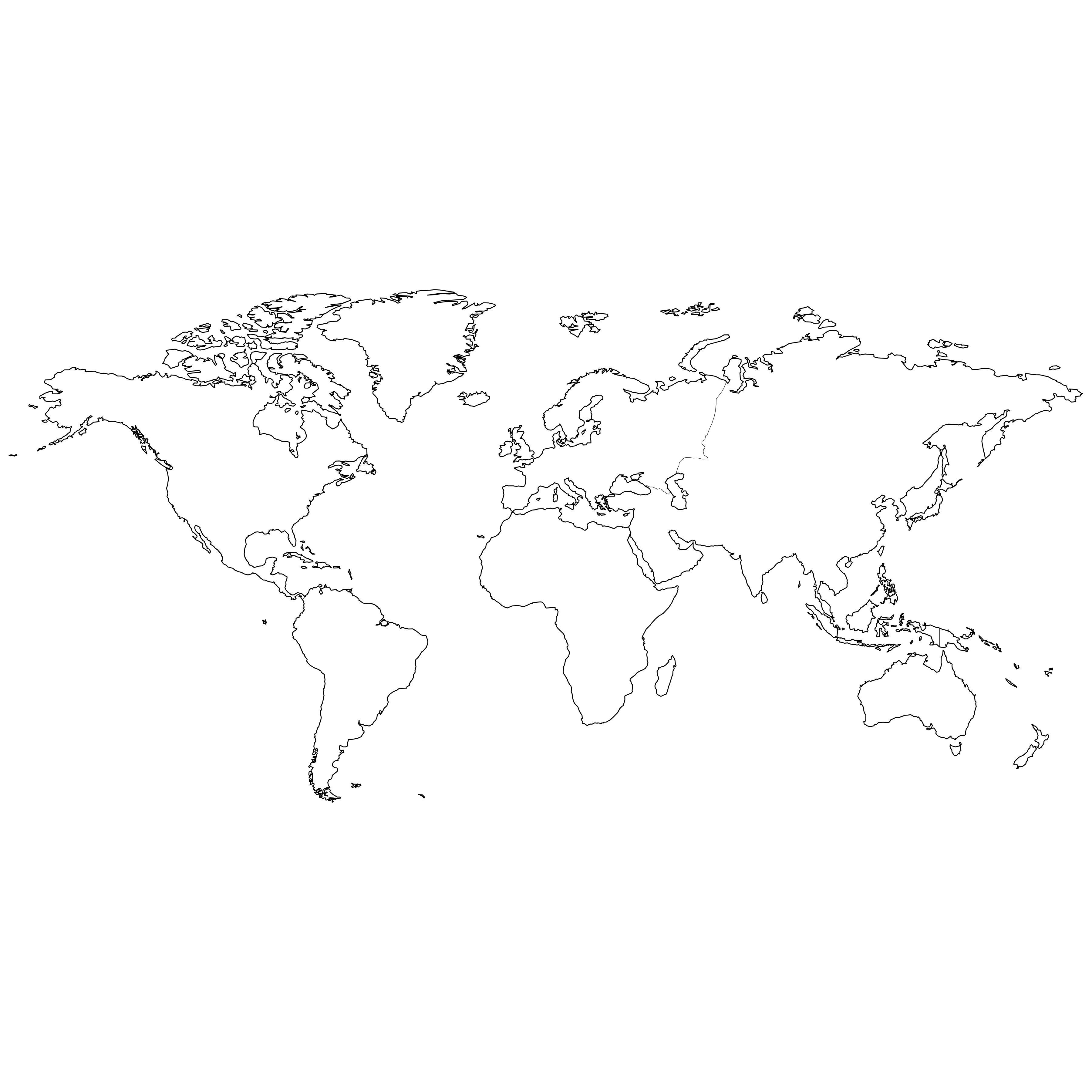 Outline Map of World With Continents