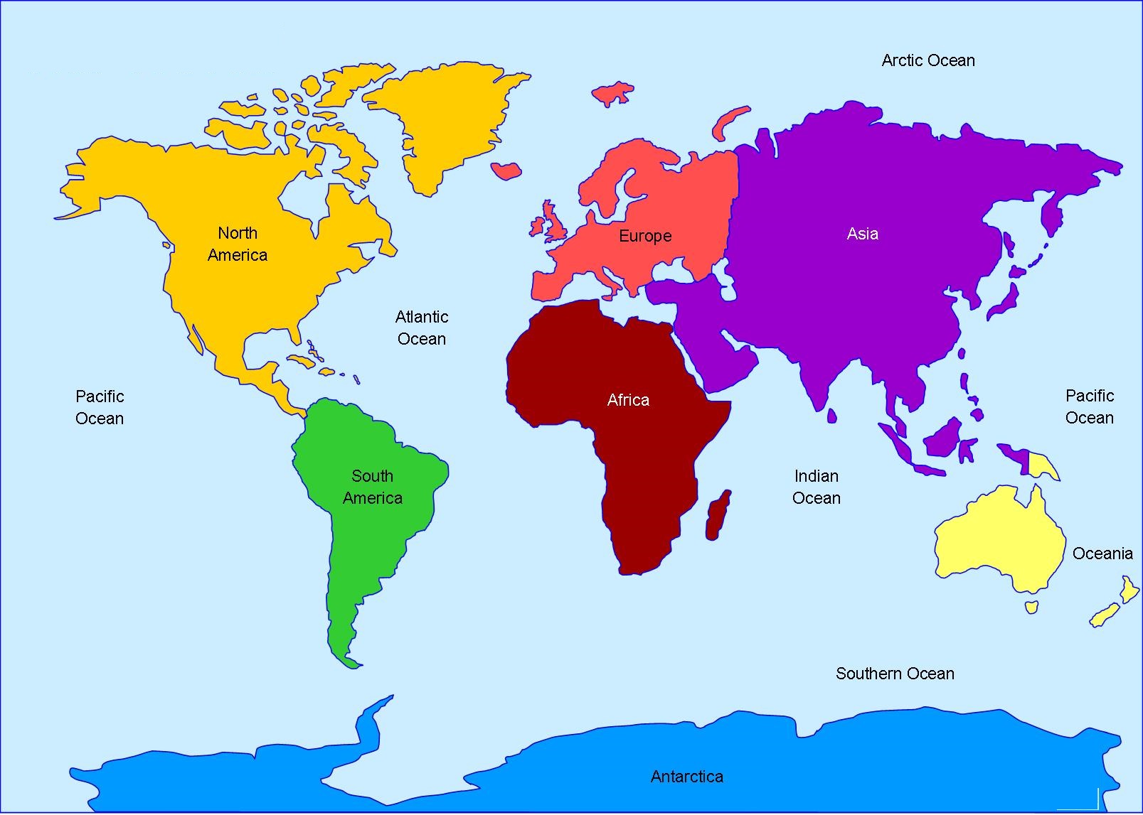 Outline Map of World With Names