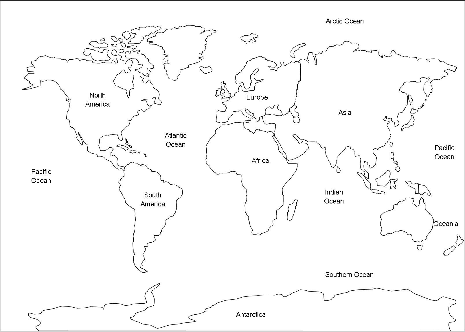 Outline Map of the World With Countries